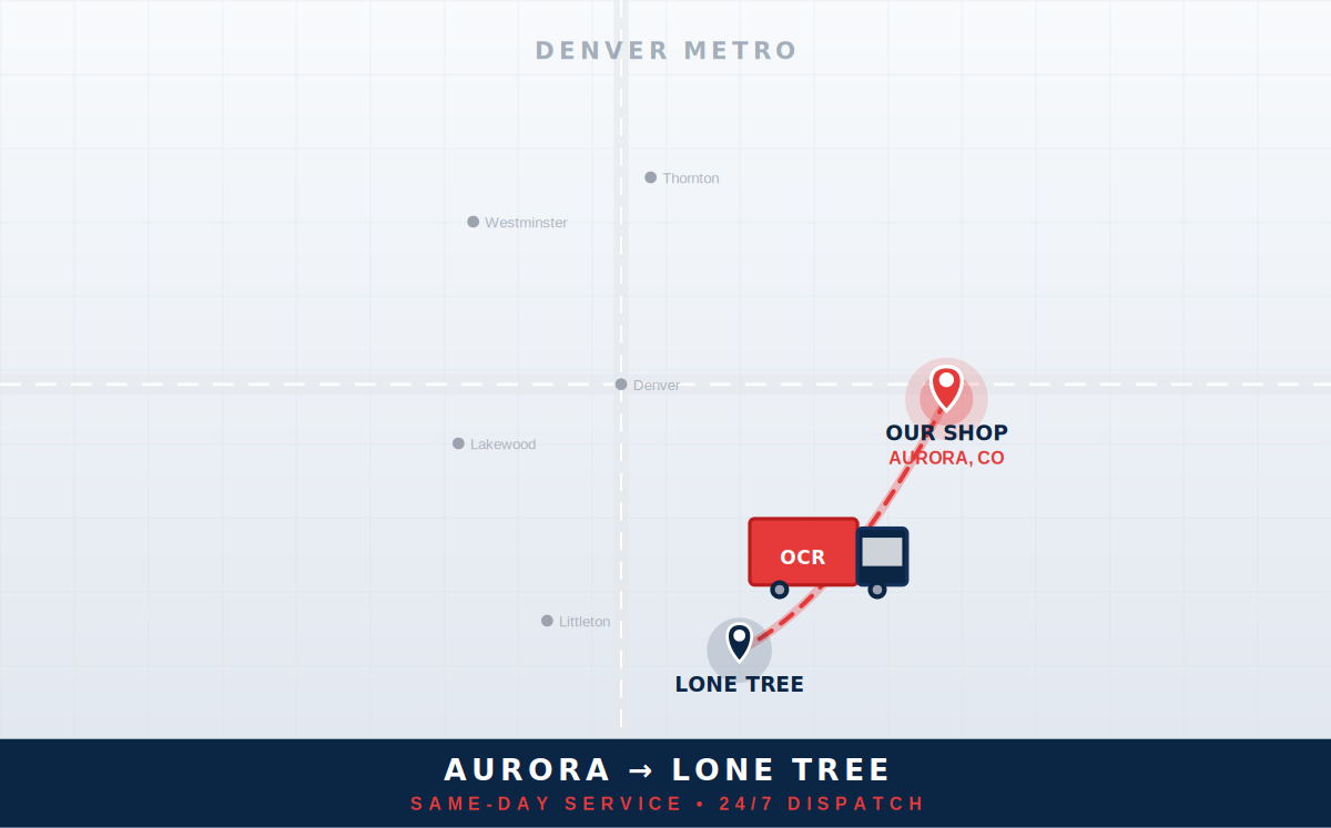 Route from 80013 to Lone Tree, Colorado
